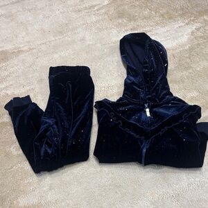 Little me- Kids Navy Blue Velour sparkly Tracksuit